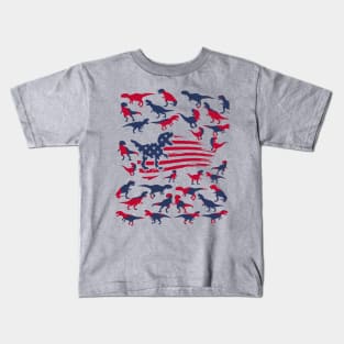 4th Of July Dinosaur Red White Blue T Rex USA American Flag Kids T-Shirt